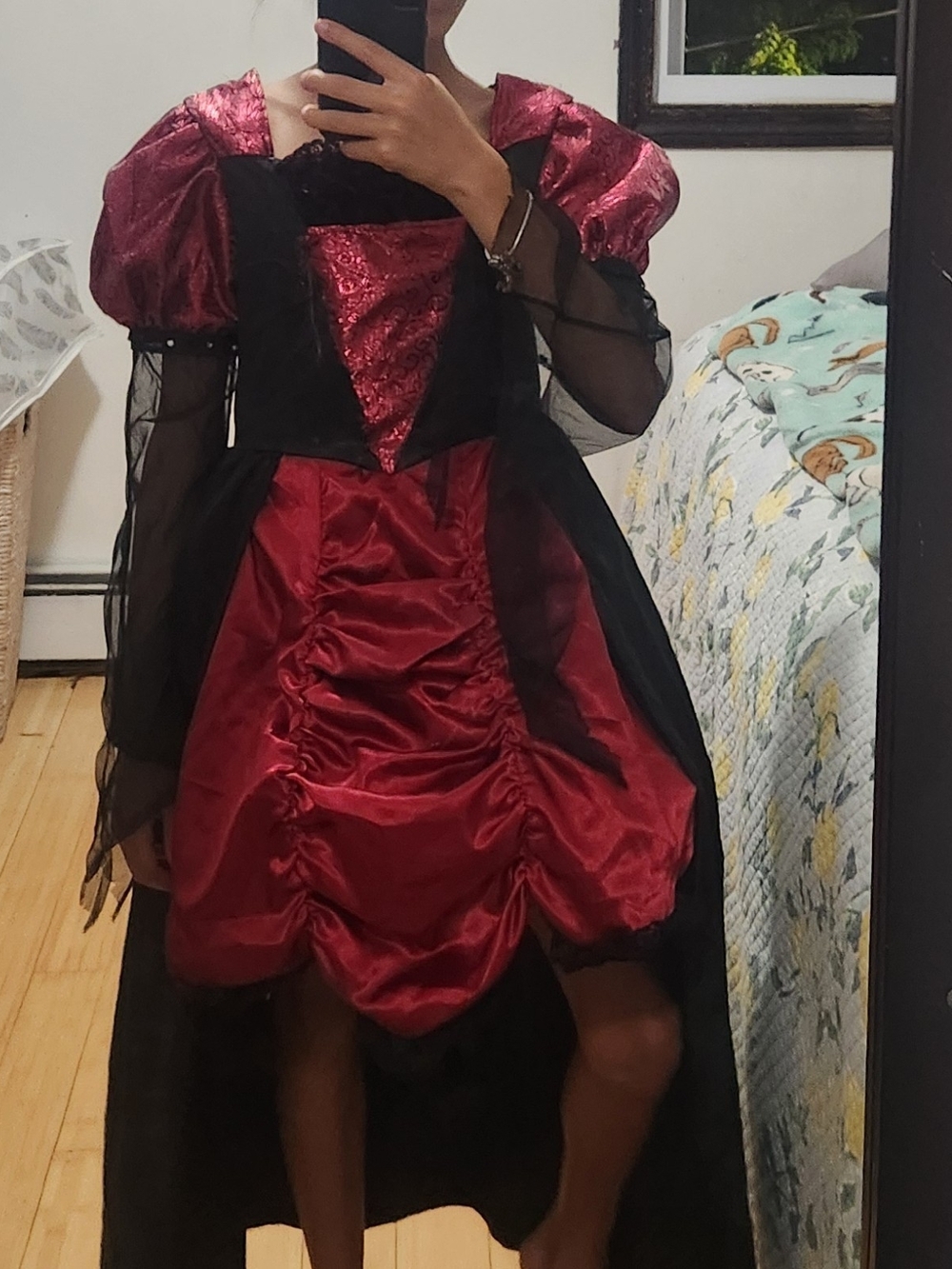 Black & Red Gothic Princess Kids Costume Dress